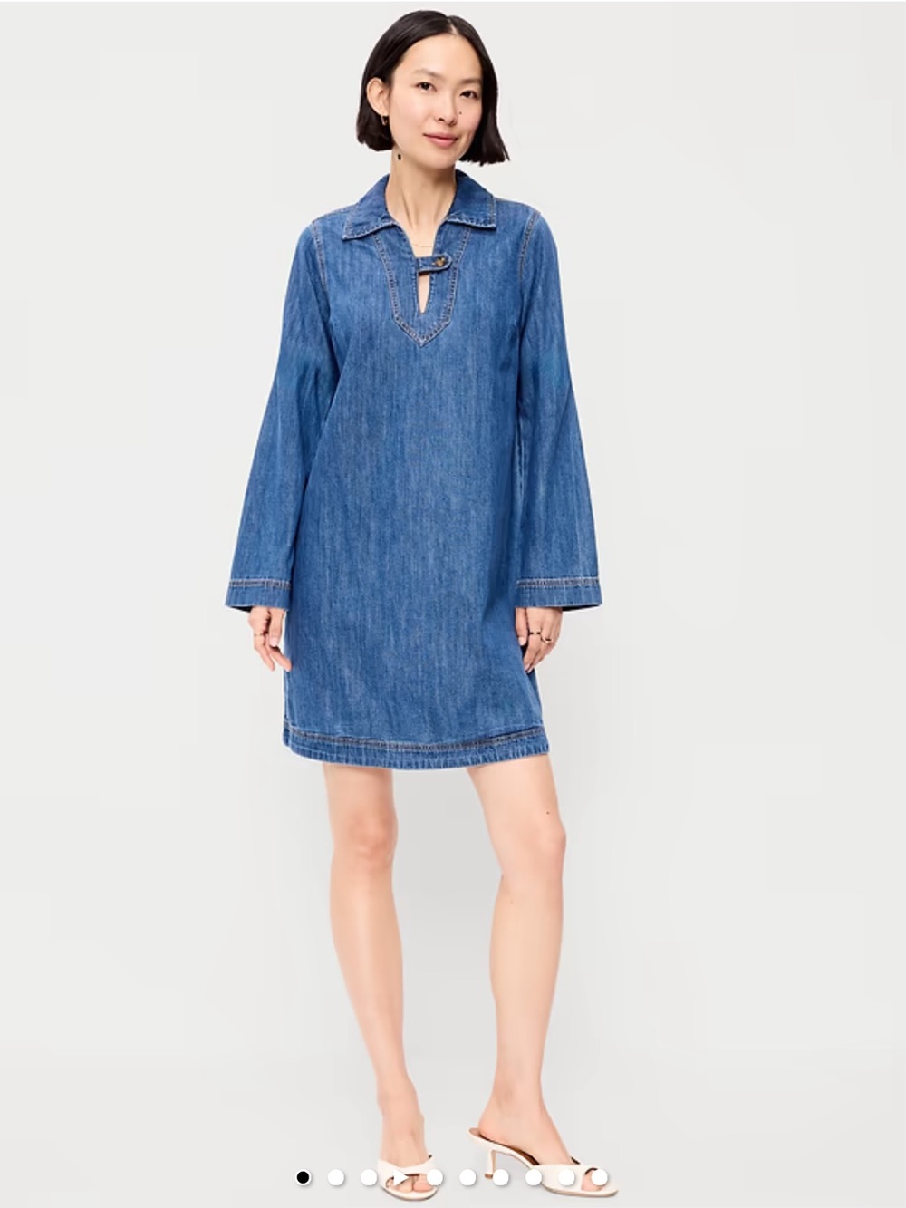 Old Navy Popover Long Sleeve Jean Minidress